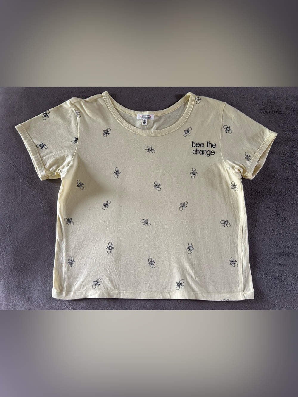 Crop Tee with 'Bee The Change' Graphic - Light Yellow